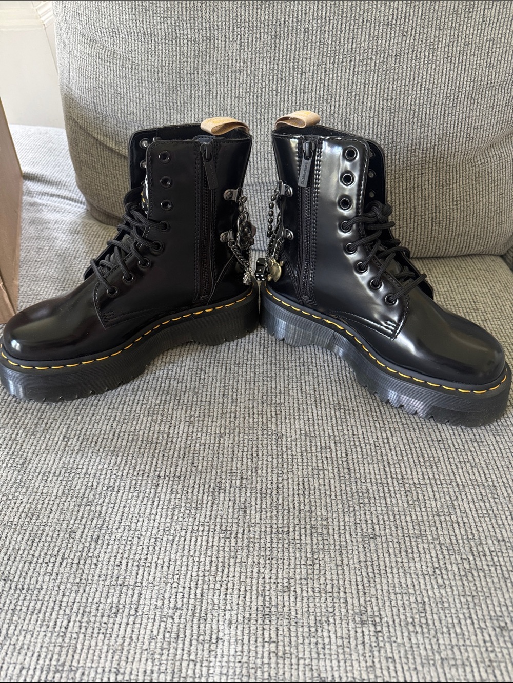 Marc Jacobs X Dr. Martens Black Leather Lace-Up Charm Combat Boots - Picture 12 of 16